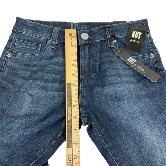 Kut from the Kloth Jeans Womens Sz 2 Blue Bardot Crop Skinny Boyfriend Denim NWT - Picture 8 of 10